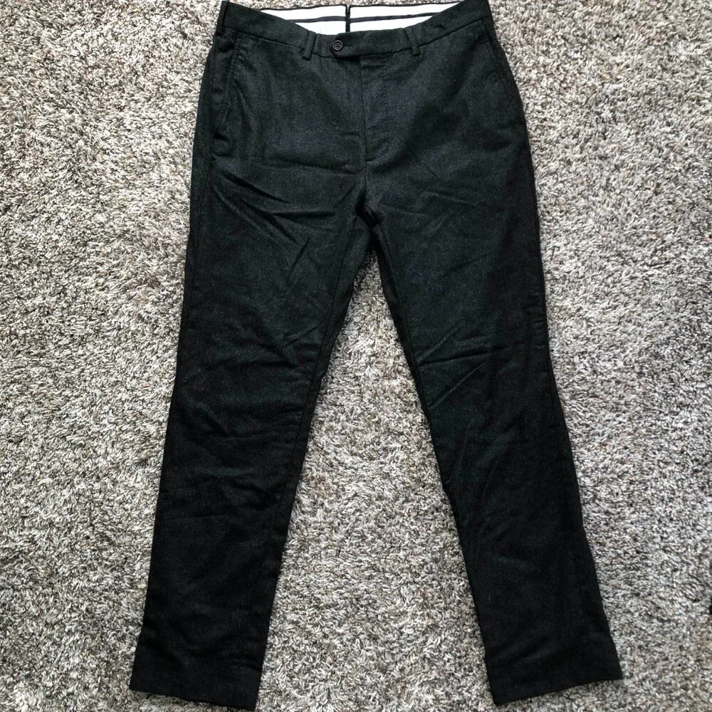 (NWOT) Proper Cloth - Allen Charcoal Wool Flannel Trouser - Picture 3 of 6